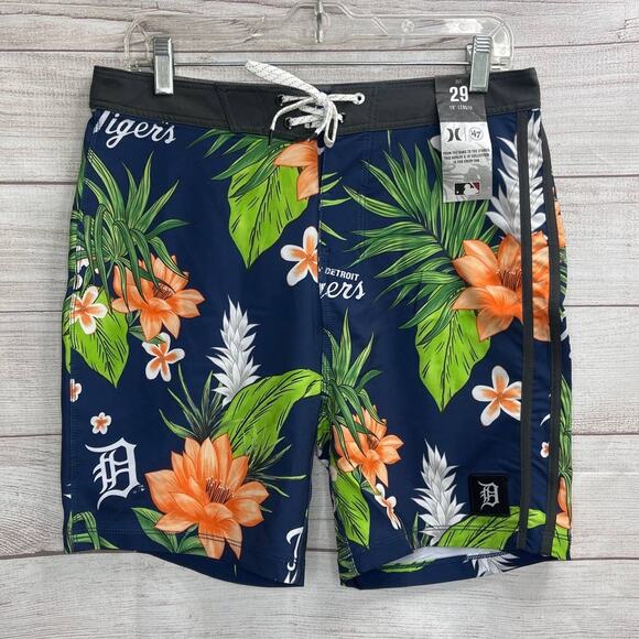 Hurley x 47 MLB Phantom Detroit Tigers Swim Shorts Trunks Mens Size 29 - Picture 1 of 6